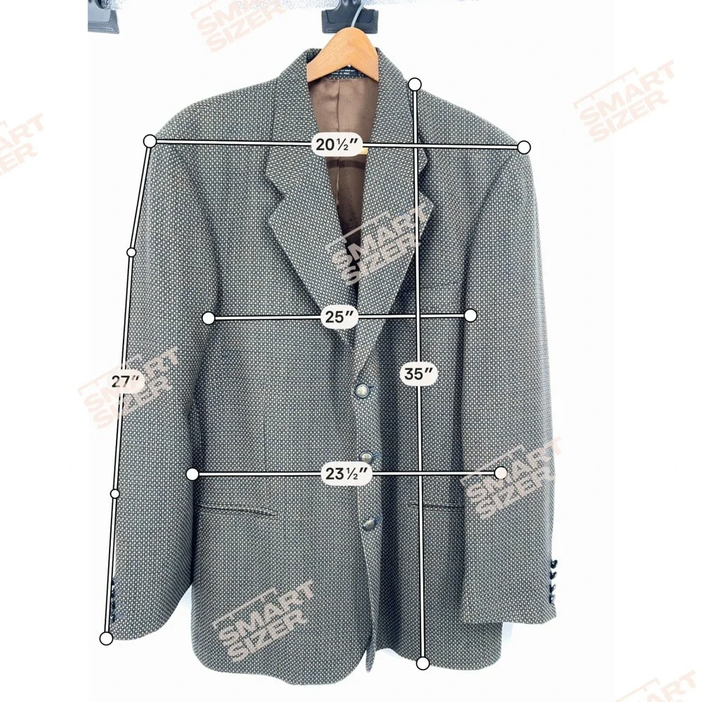 Mens Vtg Blazer Brown Olive Wool Micro Pattern Italian‎ Sport Coat 50L Galliani